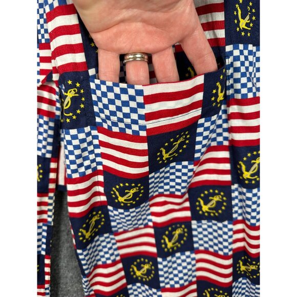 Vintage 90s NAUTICA Mens Nautical Patriotic Cotton Robe O/S American Flag - Picture 8 of 12